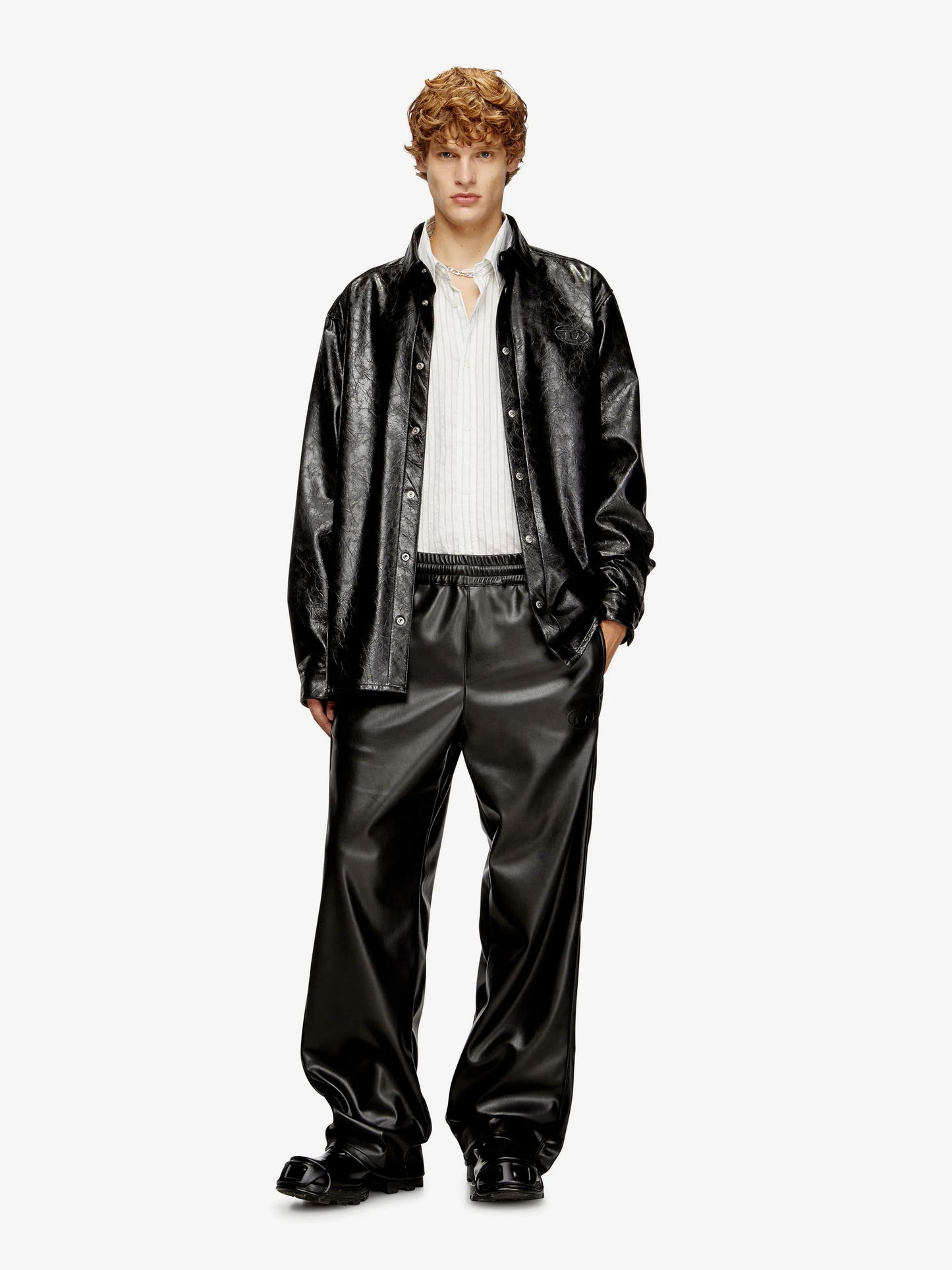 Diesel S Simply Qmbu Faux Leather Shirt