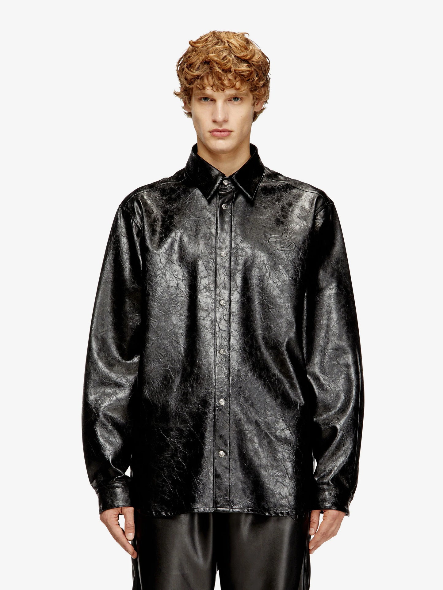 Diesel S Simply Qmbu Faux Leather Shirt