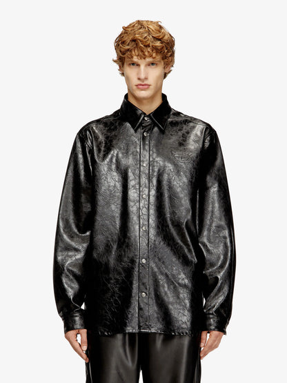 Diesel S Simply Qmbu Faux Leather Shirt