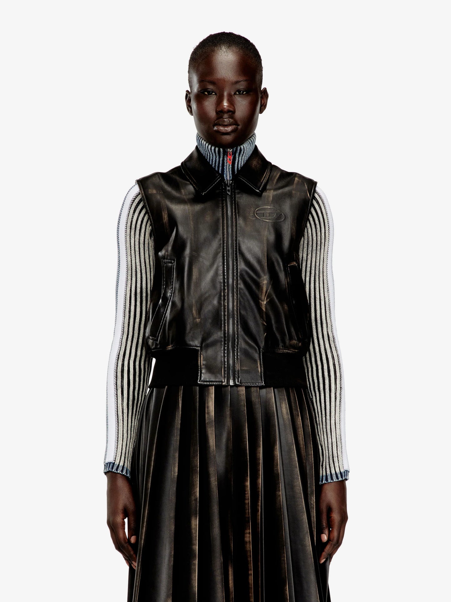 Diesel G Inko Faux Leather Sleeveless Jacket
