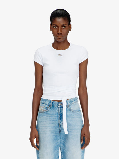 Diesel T Bunny Tail S1 Cotton T Shirt With Tie Bands