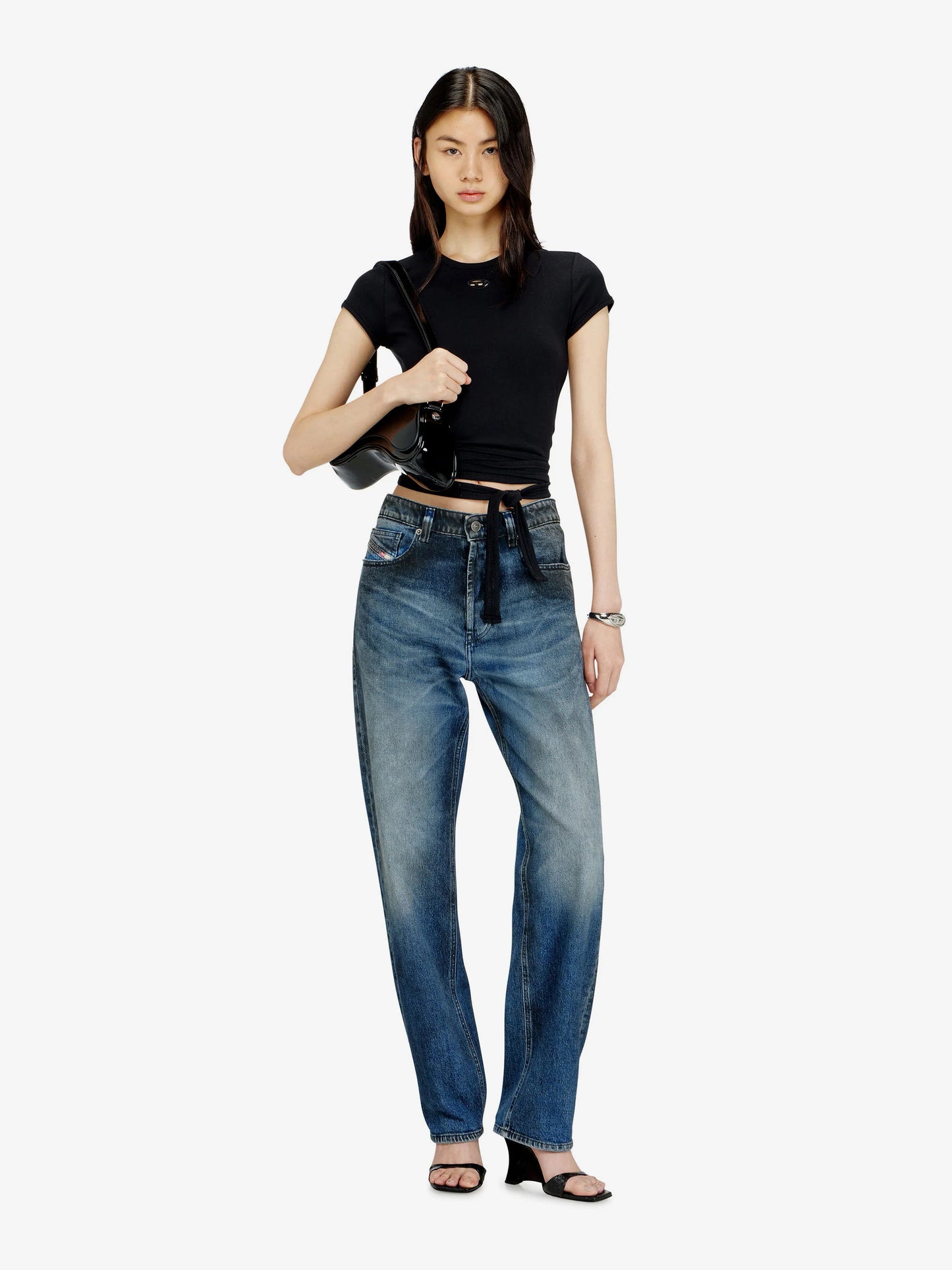Diesel T Bunny Tail S1 Cotton T Shirt With Tie Bands