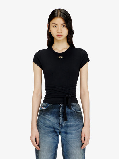 Diesel T Bunny Tail S1 Cotton T Shirt With Tie Bands