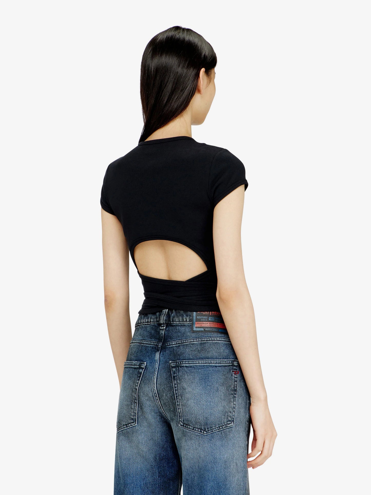 Diesel T Bunny Tail S1 Cotton T Shirt With Tie Bands