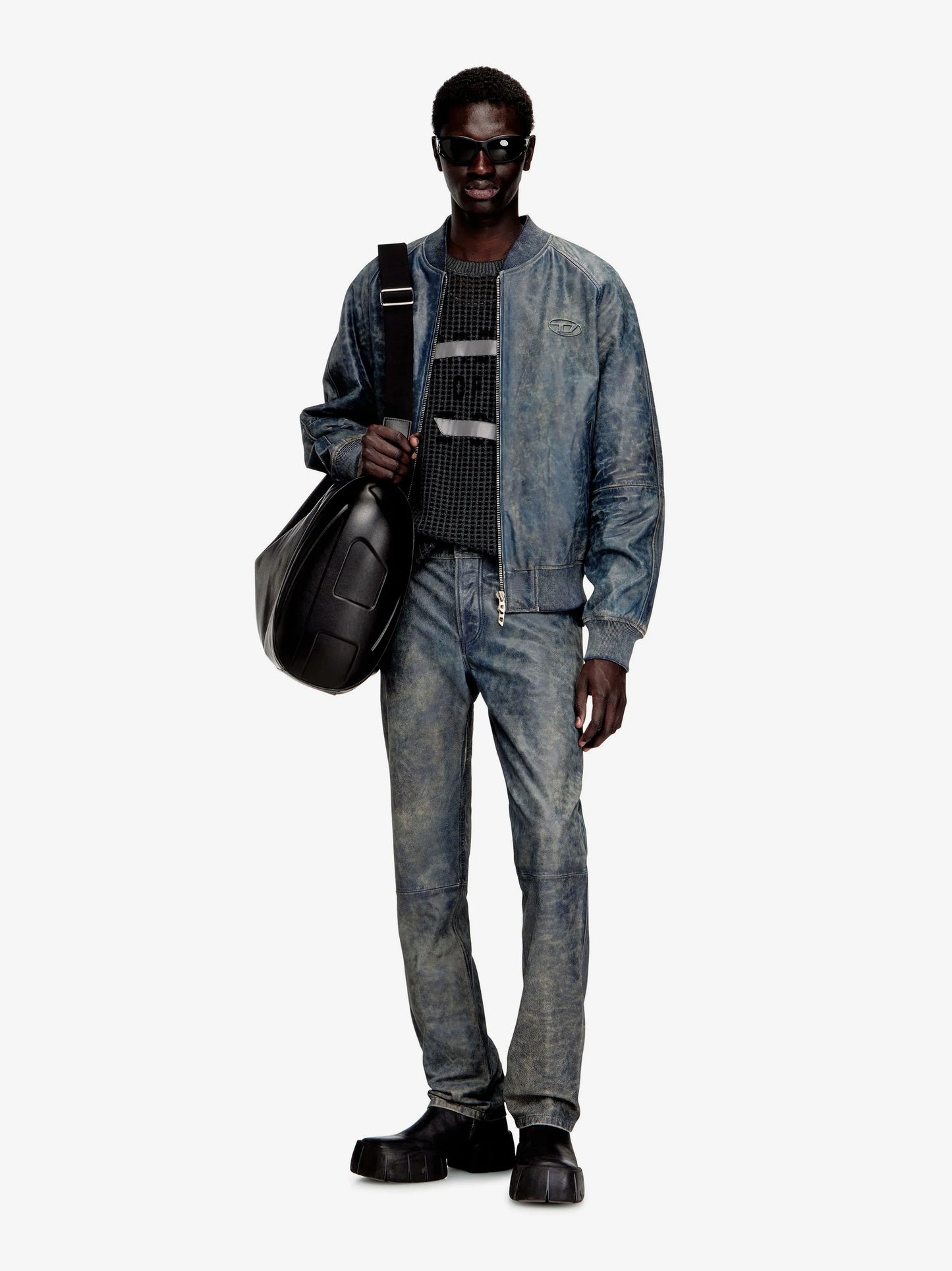 Diesel P Vyll Qmbw Leather Trousers