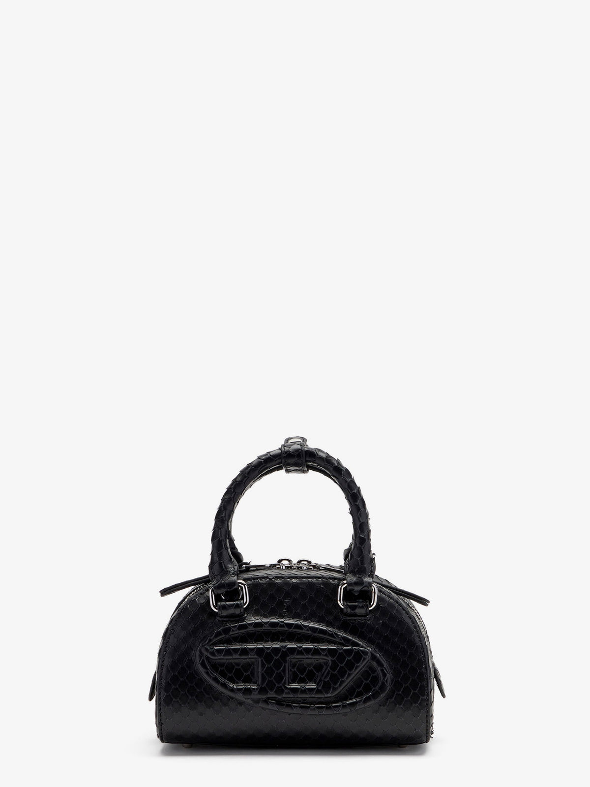 Diesel 1DR Dome python leather crossbody bag - Black