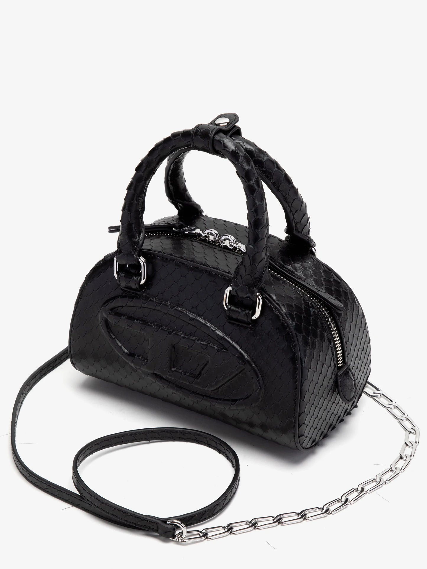 Diesel 1 Dr Dome Python Leather Crossbody Bag