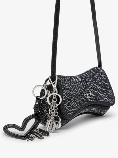 Diesel Play Crossbody XS shoulder bag with all-over rhinestones - Nero