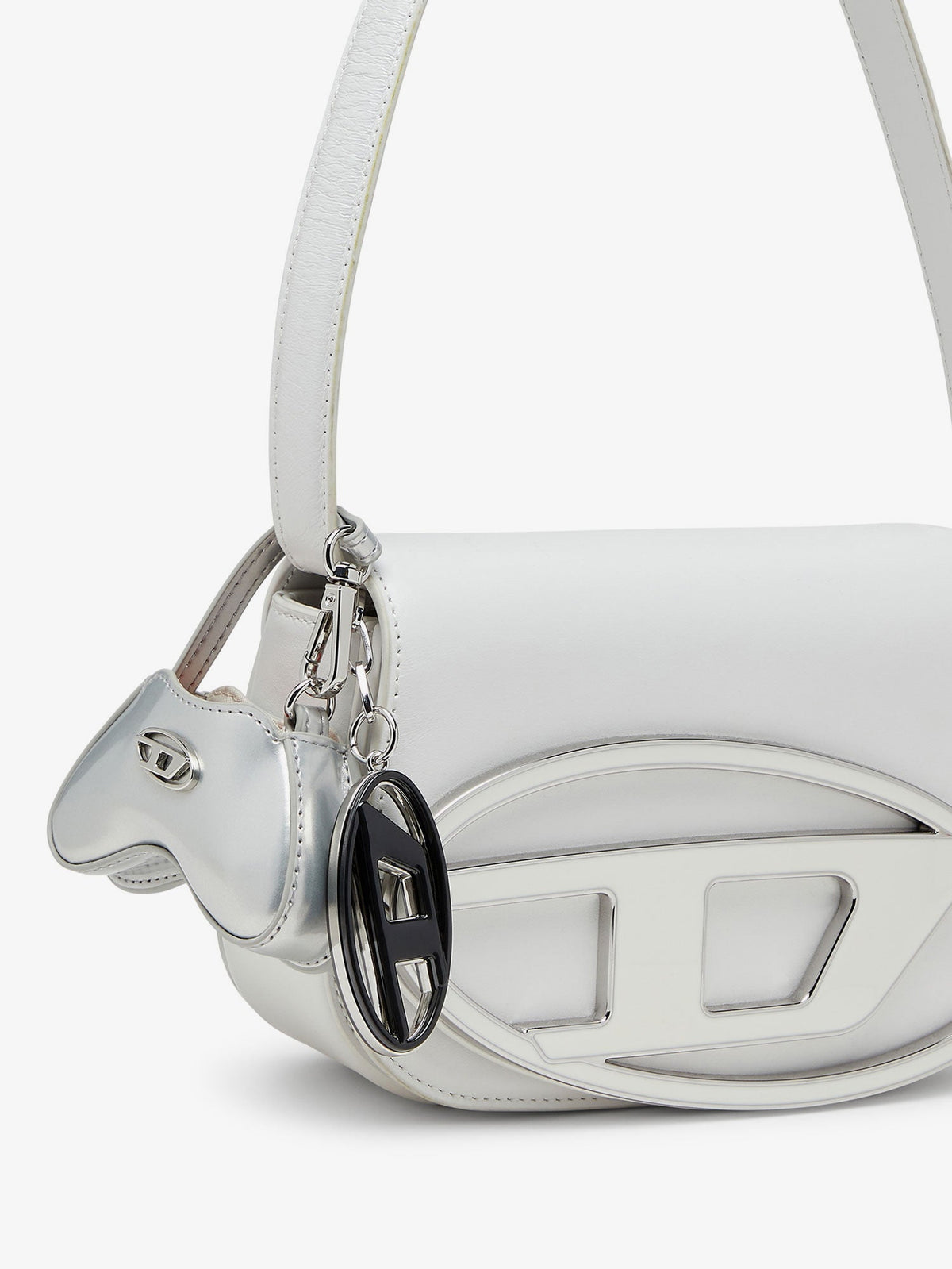 Diesel Play Charm shiny keychain - Bianco