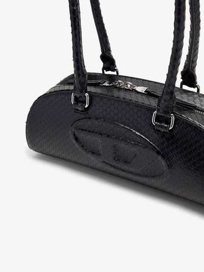 Diesel 1DR python effect leather shoulder bag - Black