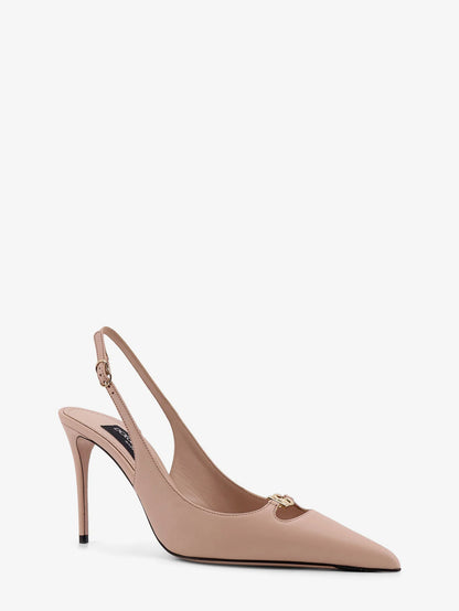 Dolce & Gabbana Leather Pump With Metal Dg Logo