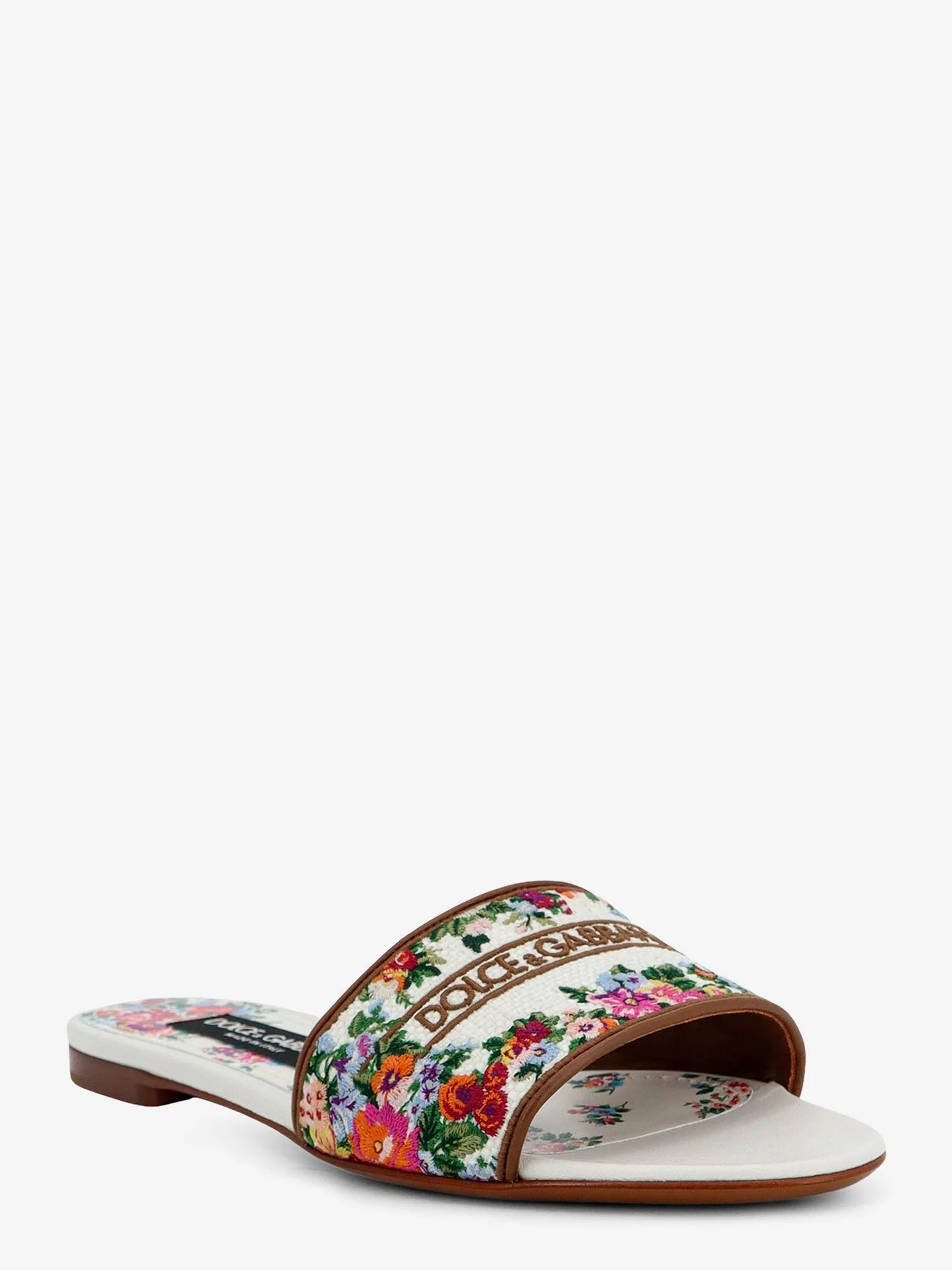 Dolce & Gabbana Canvas Sandals With All Over Embroidery
