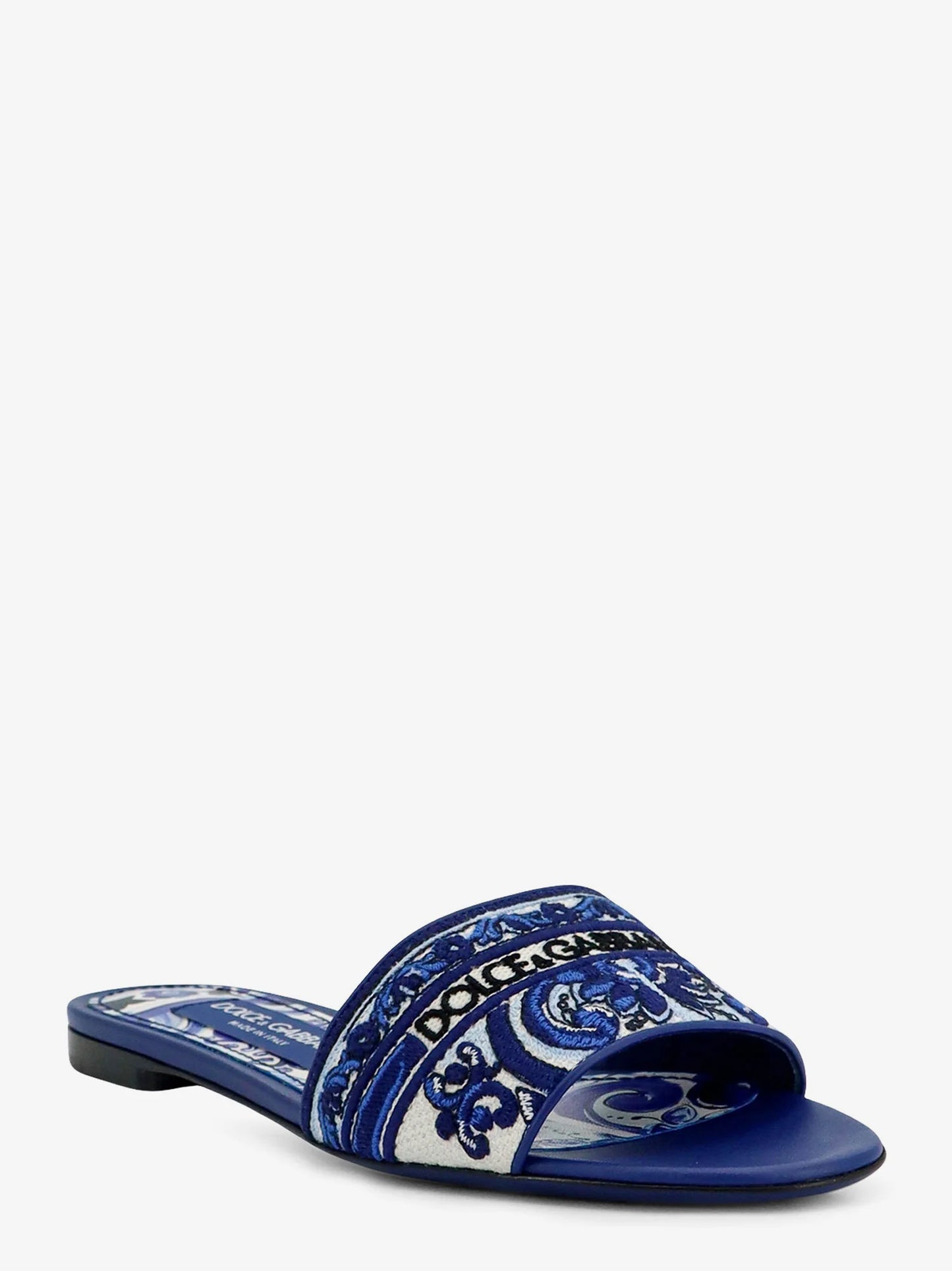 Dolce & Gabbana Canvas Sandals With All Over Embroidery
