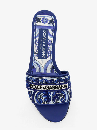 Dolce & Gabbana Canvas Sandals With All Over Embroidery