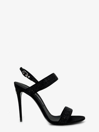 Dolce & Gabbana Satin Sandals With All Over Rhinestones