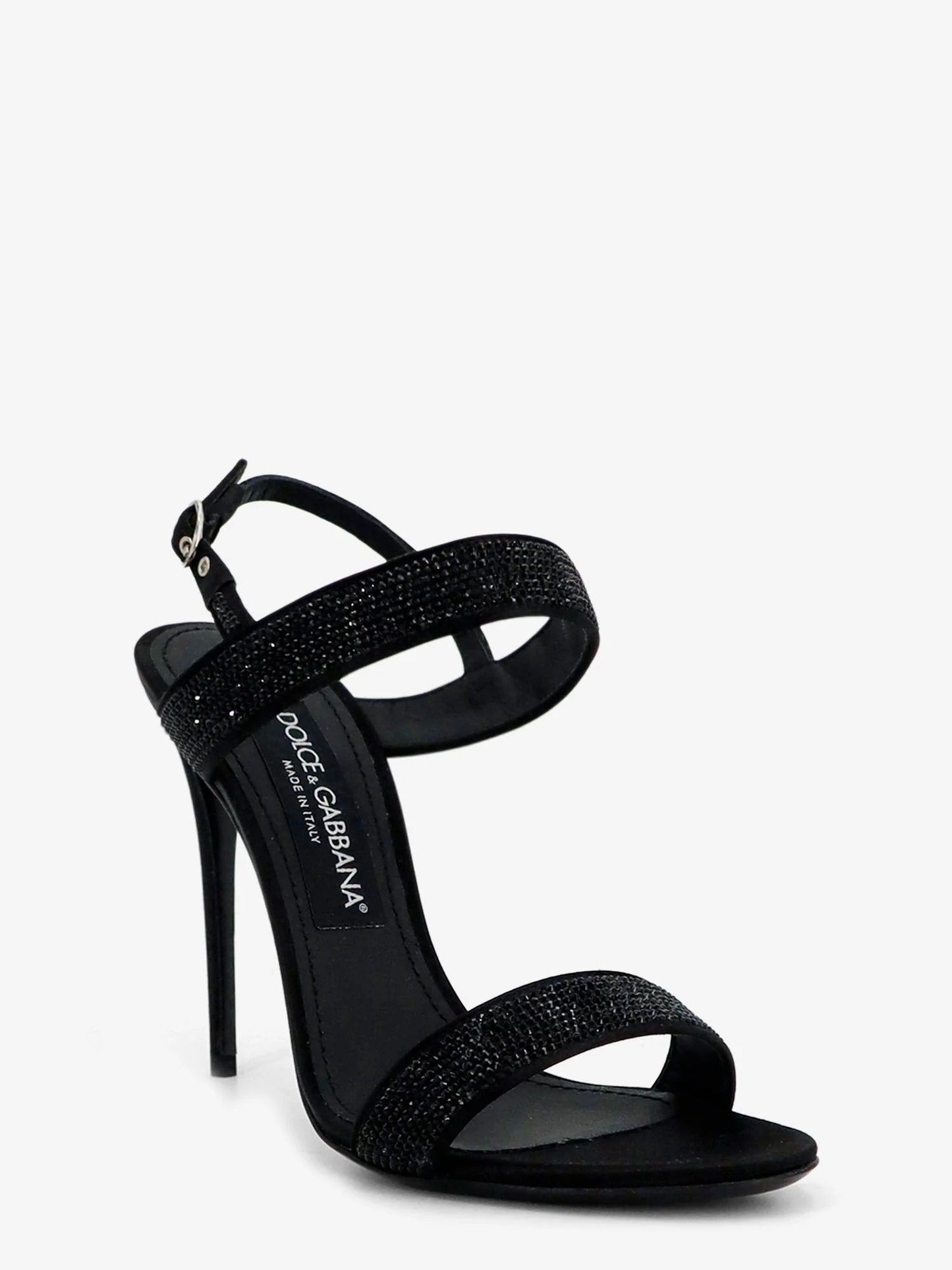 Dolce & Gabbana Satin Sandals With All Over Rhinestones