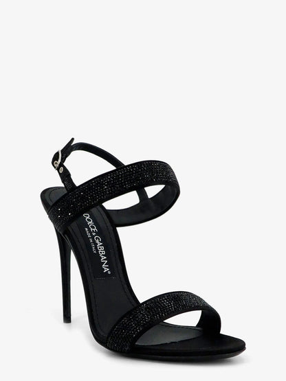 Dolce & Gabbana Satin Sandals With All Over Rhinestones