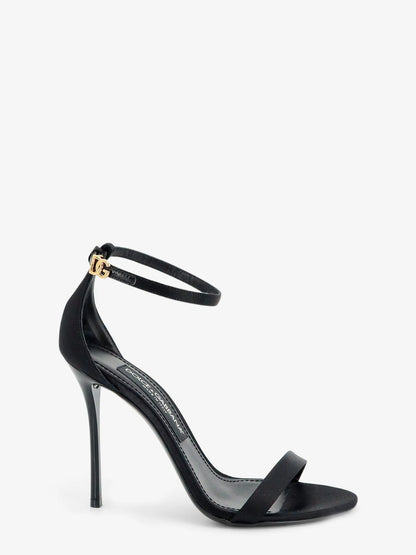 Dolce & Gabbana Satin Sandals With Metal Dg Logo