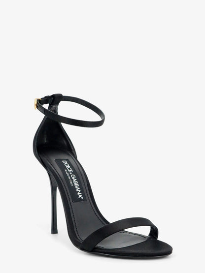 Dolce & Gabbana Satin Sandals With Metal Dg Logo