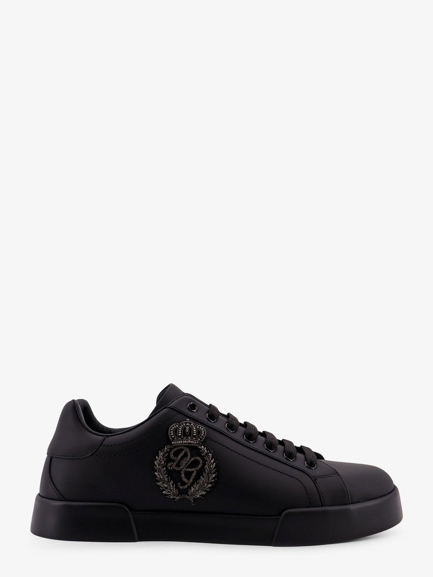 Dolce & Gabbana Leather Sneakers With Iconic Patch Logo On The Side