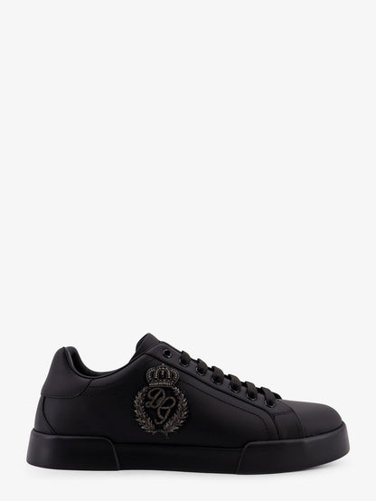 Dolce & Gabbana Leather Sneakers With Iconic Patch Logo On The Side