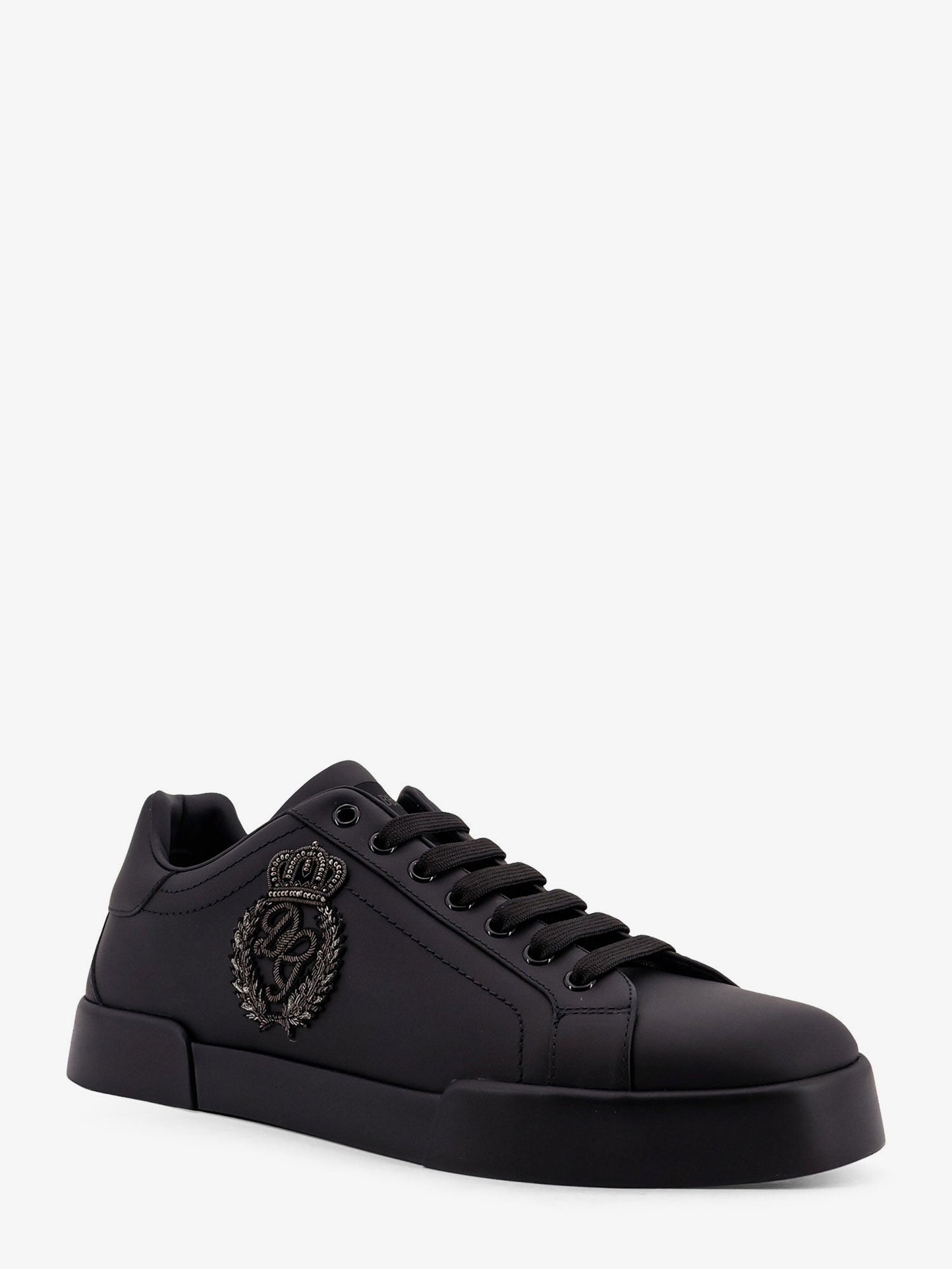 Dolce & Gabbana Leather Sneakers With Iconic Patch Logo On The Side
