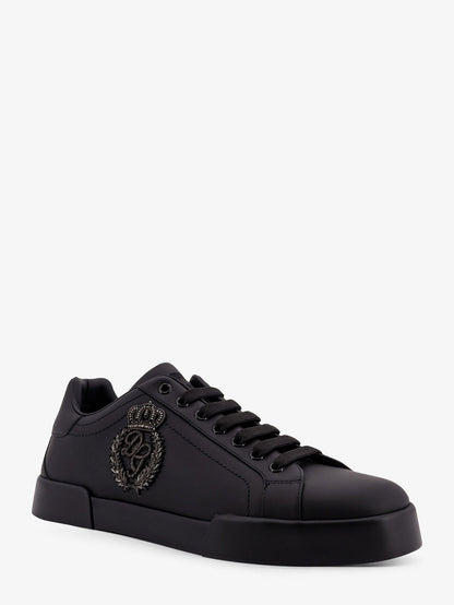 Dolce & Gabbana Leather Sneakers With Iconic Patch Logo On The Side