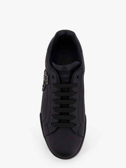Dolce & Gabbana Leather Sneakers With Iconic Patch Logo On The Side