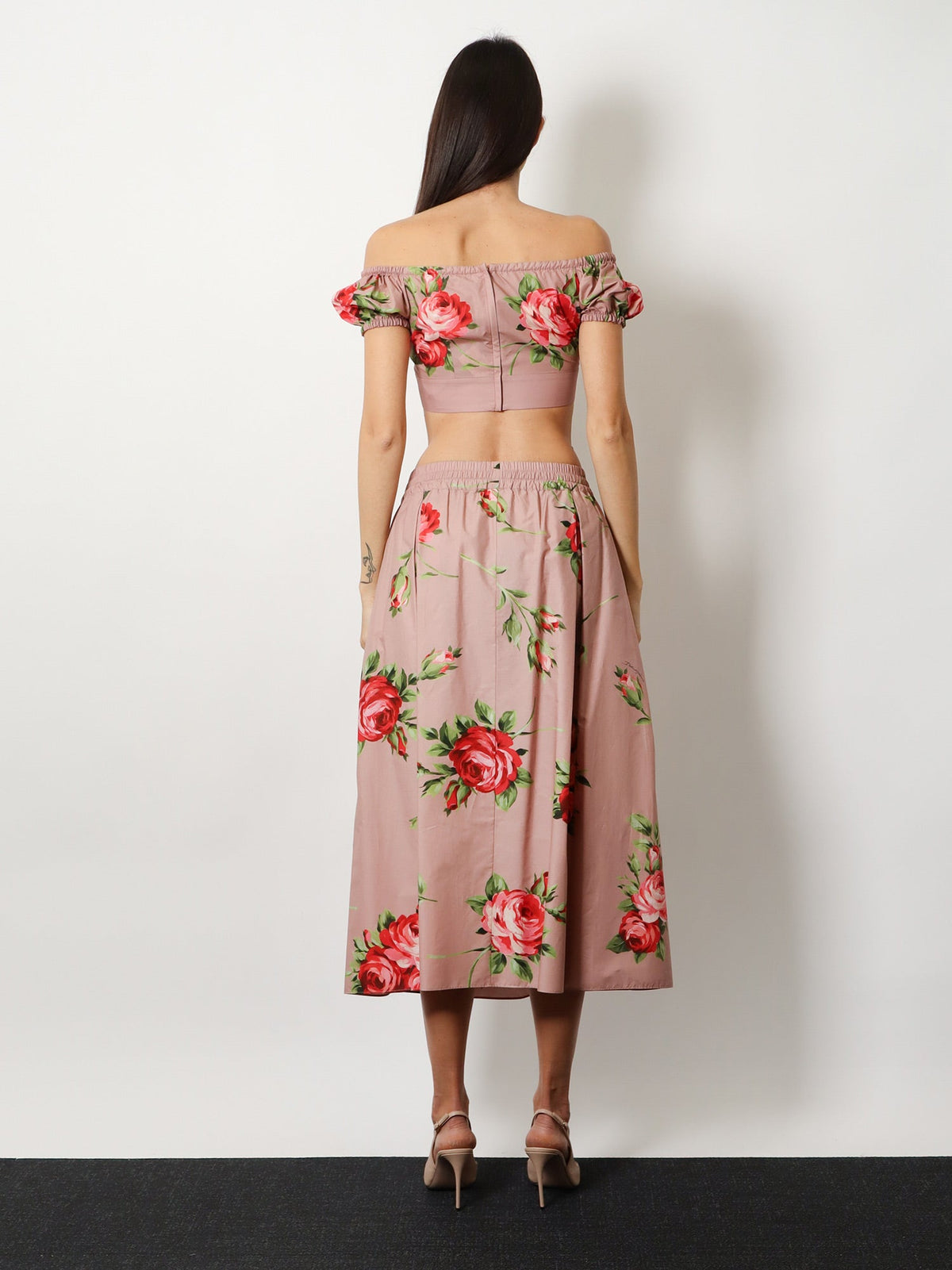Dolce & Gabbana Cotton skirt with iconic print - Bouquet Rose Rosa