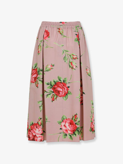 Dolce & Gabbana Cotton skirt with iconic print - Bouquet Rose Rosa