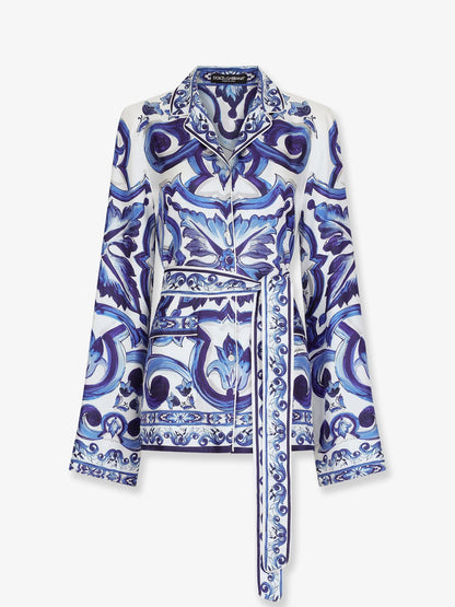 Dolce & Gabbana Silk Shirt With Maiolica Print