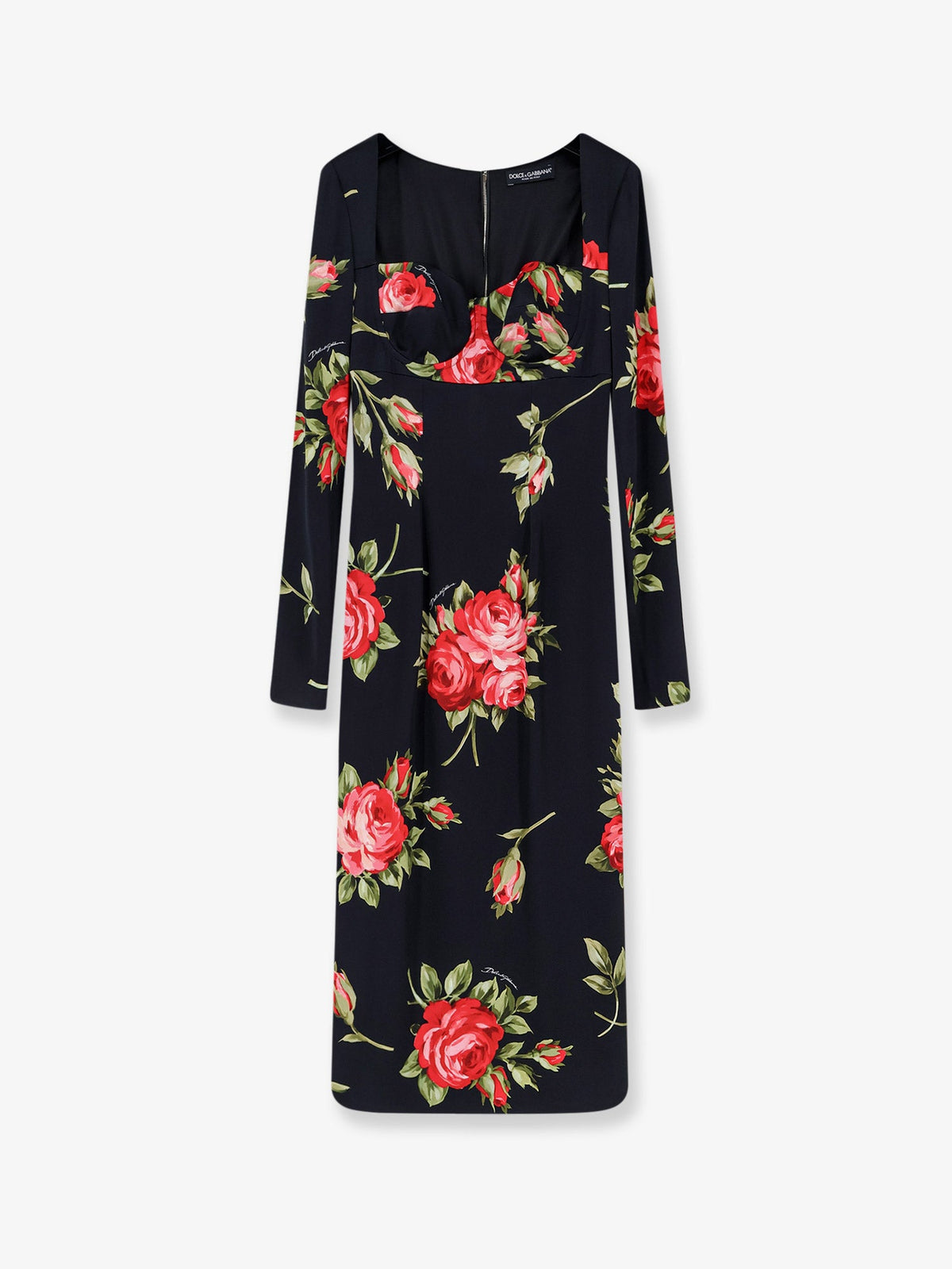 Dolce & Gabbana Viscose dress with iconic print - Bouquet Rose Nero