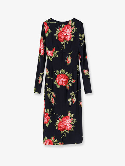 Dolce & Gabbana Viscose dress with iconic print - Bouquet Rose Nero