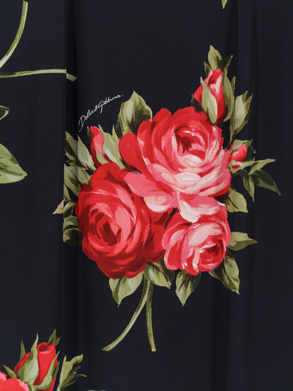Dolce & Gabbana Viscose dress with iconic print - Bouquet Rose Nero