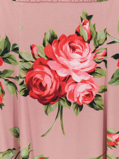 Dolce & Gabbana Long silk dress with Bouquet Rose print