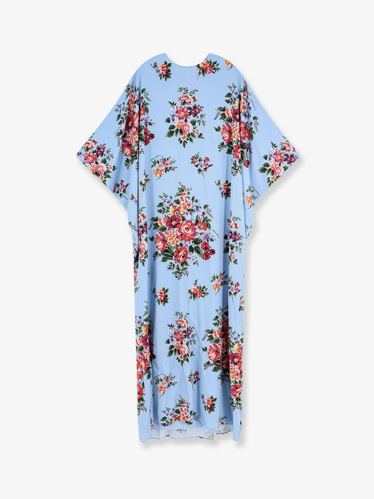 Dolce & Gabbana Long Charmeuse Dress With Mazzo Di Fiori Print