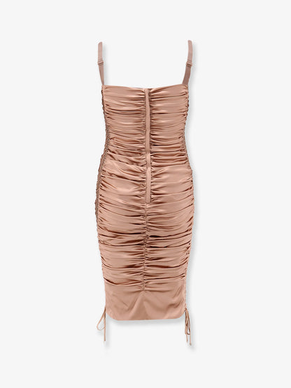 Dolce & Gabbana Stretch Silk Dress With Lateral Drawstring