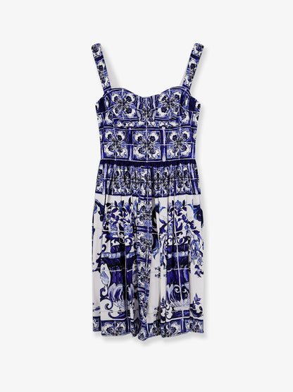Dolce & Gabbana Cotton Dress With Maiolica Print