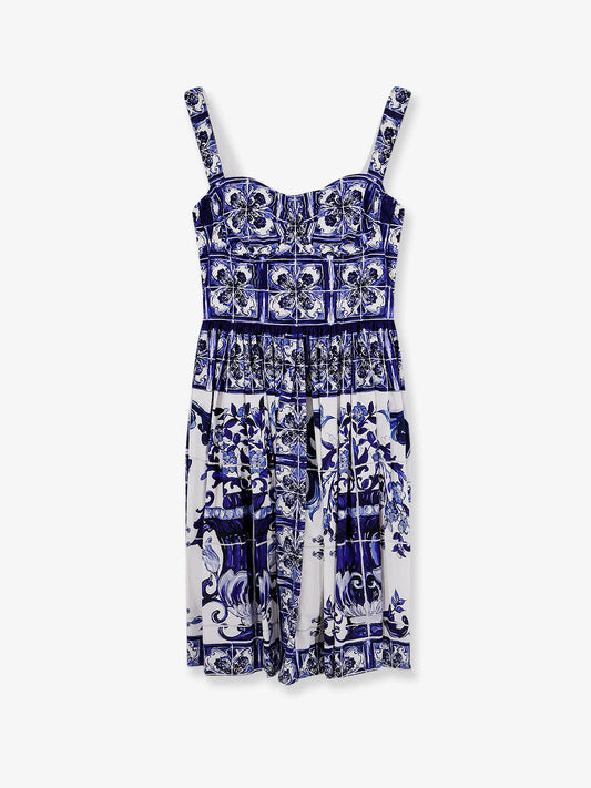 Dolce & Gabbana Cotton Dress With Maiolica Print