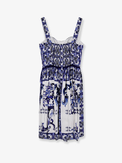 Dolce & Gabbana Cotton Dress With Maiolica Print