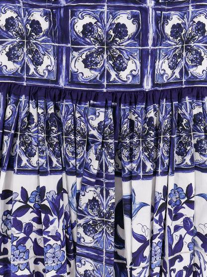 Dolce & Gabbana Cotton Dress With Maiolica Print