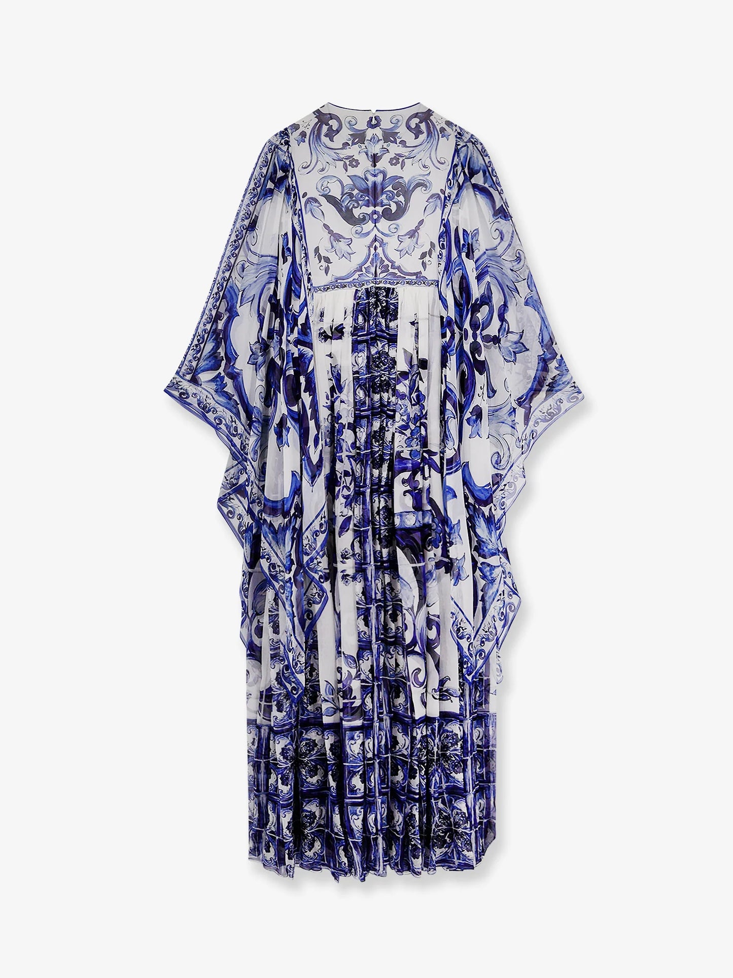 Dolce & Gabbana Silk Long Dress With Maiolica Print