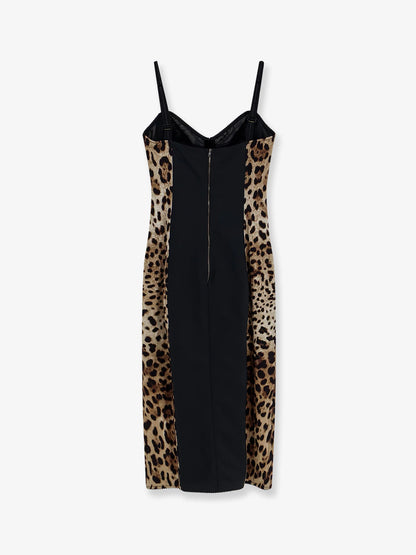 Dolce & Gabbana Stretch Fabric Long Dress With Animal Print
