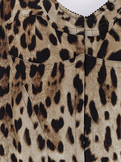 Dolce & Gabbana Stretch Fabric Long Dress With Animal Print