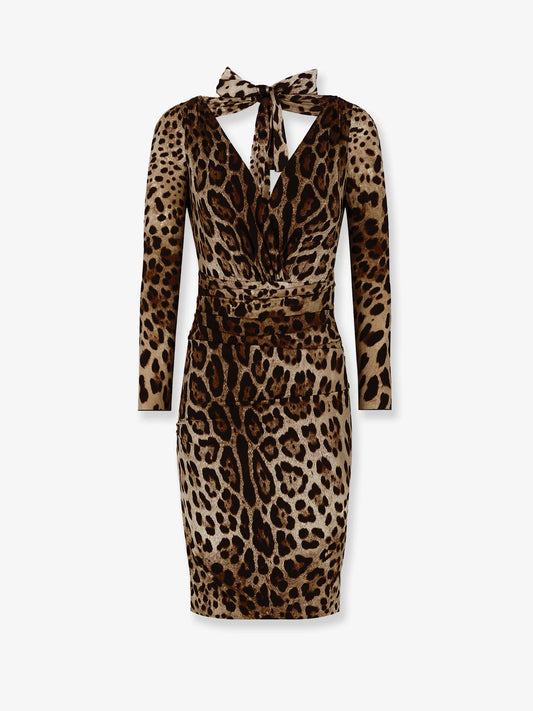 Dolce & Gabbana Leopard Print Short Charmeuse Dress