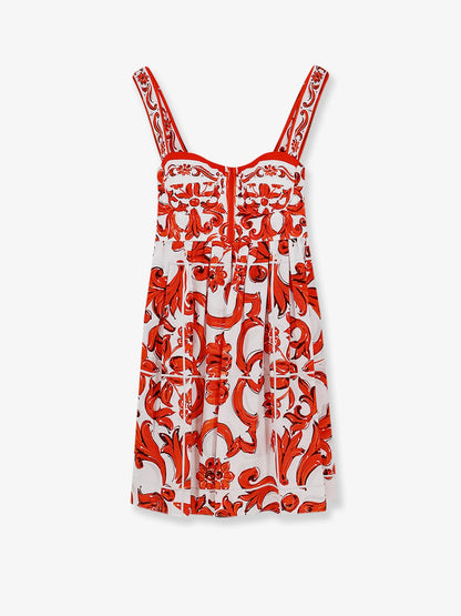 Dolce & Gabbana Cotton Dress With Maiolica Print