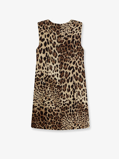 Dolce & Gabbana Stretch Silk Dress With Leopard Print