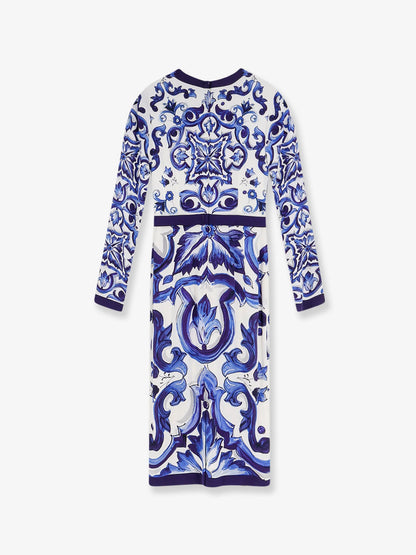 Dolce & Gabbana Silk Blend Dress With Maiolica Print
