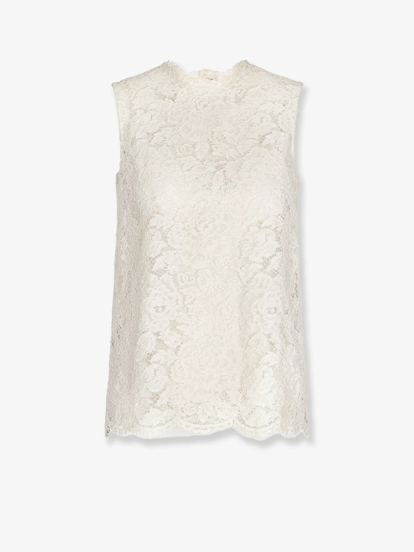 Dolce & Gabbana Logoed Stretch Lace Top