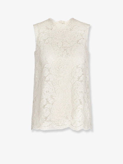 Dolce & Gabbana Logoed Stretch Lace Top